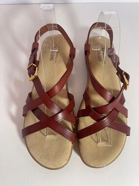 G.H.Bass Sunjuns Cinnamon Brown Leather Strappy Sandals Sz 10M - Classic Comfort